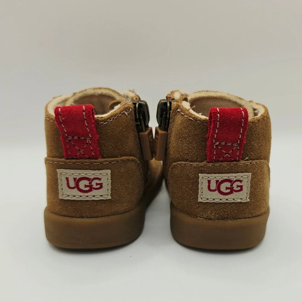 UGG Keelan Boot Kids Size 0/1 Chestnut Suede Side Zip Ankle Bootie 1097114I